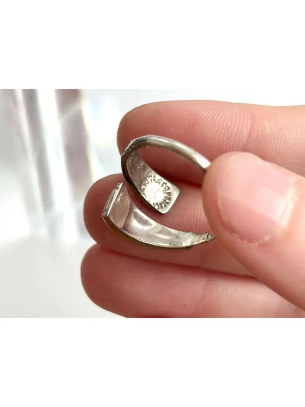 Mother of Pearl Inlay Wrap Taxco, Mexico Sterling Silver 925 Vintage Ring - sz 8